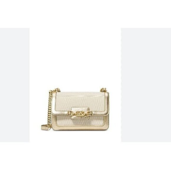 MICHAEL KORS Heather canvas leather large shoulder crossbody bag -GOLD/ NATURAL - Picture 13 of 15